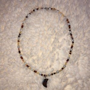 Beige, brown, and Pearl bead necklace